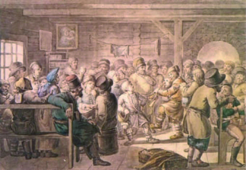 A tavern scene - by Mettenlayter, 1791